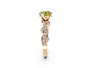 Solitaire Engagement Ring Setting for Fancy Yellow Round Cut Center with Bar-Station Pave Twist and Prong Head in Rose Gold