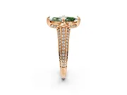 Solitaire Engagement Ring Setting for Fancy Green Marquise Center with Accented Split Shank and Prong Head in Rose Gold