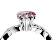 Solitaire Engagement Ring Setting for Fancy Pink Heart-Shaped Center with Half-Pave Crossover Band and Prong Head in Sterling Silver