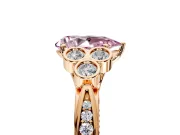 Cluster Engagement Ring Setting for Fancy Pink Pear-Shaped Center with Bezel Accent Clusters and Prong Head in Rose Gold