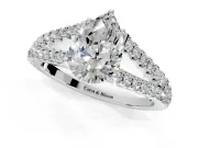 Solitaire Engagement Ring Setting for Pear-Shaped Center with Pave Split Shank and Prong Head in Platinum