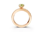 Solitaire Engagement Ring Setting for Fancy Yellow Oval Center with Channel-Set Accents and Prong Head in Rose Gold