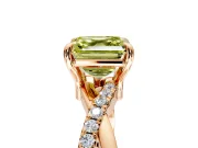 Solitaire Engagement Ring Setting for Fancy Yellow Asscher Cut Center with Half-Pave Crossover Band and Prong Head in Rose Gold