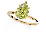 Solitaire Engagement Ring Setting for Fancy Yellow Pear-Shaped Center with Straight Thin Band and Prong Head in Yellow Gold