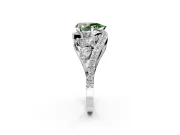 Halo Engagement Ring Setting for Fancy Green Pear-Shaped Center with Marquise and Pave Bypass Band and Prong Head in Sterling Silver