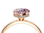 Hidden Halo Engagement Ring Setting for Fancy Pink Heart-Shaped Center with Plain Band and Tall Prong Head in Rose Gold
