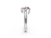 Halo Engagement Ring Setting for Fancy Pink Heart-Shaped Center with Tapered Plain Band and Prong Head in White Gold