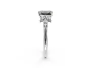 Floral Cluster Engagement Ring Setting for Emerald Cut Center with Marquise Accents and Prong Head in Sterling Silver
