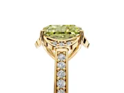 Floral Engagement Ring Setting for Fancy Yellow Radiant Cut Center with Four Accent Clusters and Prong Head in Yellow Gold