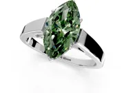 Solitaire Engagement Ring Setting for Fancy Green Marquise Center with Tapered Split Shoulders and Prong Head in Sterling Silver