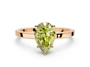 Hidden Halo Engagement Ring Setting for Fancy Yellow Pear-Shaped Center with Wide Flat Plain Band and Prong Head in Rose Gold