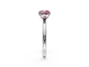 Low-Set Solitaire Engagement Ring Setting for Fancy Pink Cushion Cut Center with Thin Plain Band and Prong Head in White Gold
