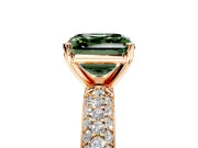 Solitaire Engagement Ring Setting for Fancy Green Asscher Cut Center with Domed Multi-Row Pave Band and Prong Head in Rose Gold