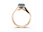 Solitaire Engagement Ring Setting for Fancy Blue Asscher Cut Center with Round Cut Channel Band and Prong Head in Rose Gold