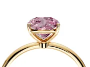 Solitaire Engagement Ring Setting for Fancy Pink Cushion Cut Center with Straight Thin Band and Prong Head in Yellow Gold