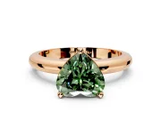 Solitaire Engagement Ring Setting for Fancy Green Heart-Shaped Center with Wire Band and Prong Head in Rose Gold
