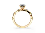 Solitaire Engagement Ring Setting for Radiant Cut Center with Bezel Station Band and Prong Head in Yellow Gold