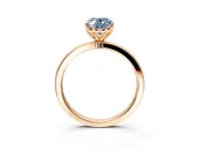 Solitaire Engagement Ring Setting for Fancy Blue Oval Center with Thin Rounded Plain Band and Prong Head in Rose Gold