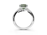 Solitaire Engagement Ring Setting for Fancy Green Princess Cut Center with Reverse Tapered Band and Prong Head in White Gold