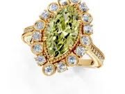 Milgrain Halo Engagement Ring Setting for Fancy Yellow Marquise Center with Bezel Point Accents and Prong Head in Yellow Gold