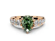 Solitaire Engagement Ring Setting for Fancy Green Pear-Shaped Center with Graduated Shared Prongs and Prong Head in Rose Gold