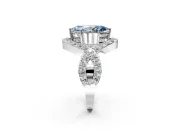 Halo Engagement Ring Setting for Fancy Blue Marquise Center with Pave Infinity Twist Band and Prong Head in Platinum