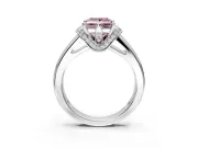 Solitaire Engagement Ring Setting for Fancy Pink Princess Cut Center with Wide Band, Pave Collar and Prong Head in Platinum