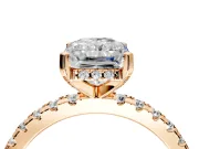 Solitaire Engagement Ring Setting for Radiant Cut Center with Band of Accents and Prong Head in Rose Gold