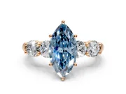 5 Stone Engagement Ring Setting for Fancy Blue Marquise Center with Graduated Accents and Prong Head in Rose Gold