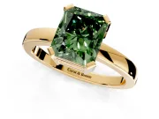 Solitaire Engagement Ring Setting for Fancy Green Radiant Cut Center with Plain Band and Flat Tab Prong Head in Yellow Gold