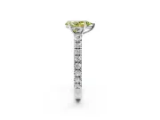 Solitaire Engagement Ring Setting for Fancy Yellow Pear-Shaped Center with Large Accent Band and Prong Head in Sterling Silver