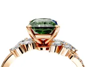 Solitaire Engagement Ring Setting for Fancy Green Radiant Cut Center with Marquise Accent Twist Band and Prong Head in Rose Gold