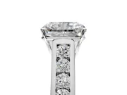 Solitaire Engagement Ring Setting for Radiant Cut Center with Round Cut Channel Band and Prong Head in Platinum