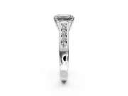 Solitaire Engagement Ring Setting for Emerald Cut Center with Round Cut Channel Band and Prong Head in Sterling Silver
