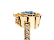 Halo Engagement Ring Setting for Fancy Blue Heart-Shaped Center with Milgrain Halo, Pave Band and Prong Head in Yellow Gold