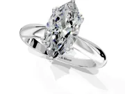 Solitaire Engagement Ring Setting for Marquise Center with Reverse Tapered Band and Prong Head in White Gold