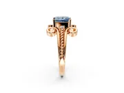 Solitaire Engagement Ring Setting for Fancy Blue Princess Cut Center with Twisted Band and Scroll Prong Head in Rose Gold