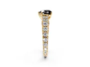 Solitaire Engagement Ring Setting for Fancy Black Heart-Shaped Center with Pave Cathedral Shoulders and Prong Head in Yellow Gold