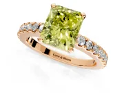 Solitaire Engagement Ring Setting for Fancy Yellow Radiant Cut Center with Single Row Accent Band and Prong Head in Rose Gold