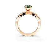 Solitaire Engagement Ring Setting for Fancy Green Oval Center with Criss-Cross Accent Band and Prong Head in Rose Gold