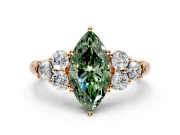Cluster Engagement Ring Setting for Fancy Green Marquise Center with Round Cut Accent Frame and Prong Head in Rose Gold