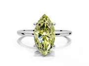 Minimalist Solitaire Engagement Ring Setting for Fancy Yellow Marquise Center with Thin Band and Prong Head in Sterling Silver