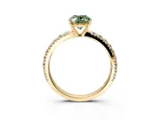Solitaire Engagement Ring Setting for Fancy Green Oval Center with Large Accent Band and Prong Head in Yellow Gold