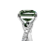 Crossover Engagement Ring Setting for Fancy Green Asscher Cut Center with Pave and Plain Strands and Prong Head in Platinum