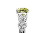5 Stone Engagement Ring Setting for Fancy Yellow Cushion Cut Center with Graduated Accents and Prong Head in Platinum