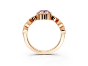 Vintage Station Engagement Ring Setting for Fancy Pink Oval Center with Accents and Prong Head in Rose Gold