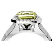 Halo Engagement Ring Setting for Fancy Yellow Asscher Cut Center with Knife Ridge Cathedral Band and Prong Head in Platinum