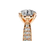 Solitaire Engagement Ring Setting for Round Cut Center with Multi-Row Accents and Prong Head in Rose Gold