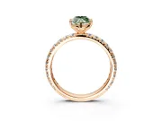 Solitaire Engagement Ring Setting for Fancy Green Marquise Center with Shared-Prong Accents and Prong Head in Rose Gold