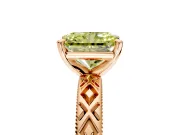 Solitaire Engagement Ring Setting for Fancy Yellow Radiant Cut Center with Milgrain X Pattern Band and Prong Head in Rose Gold
